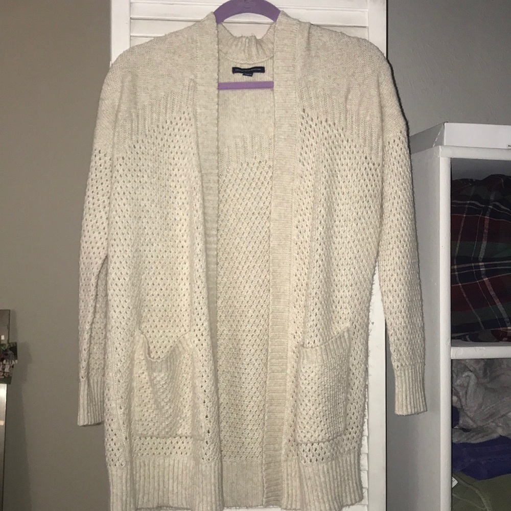 AE Long Cardigan Cream Colored